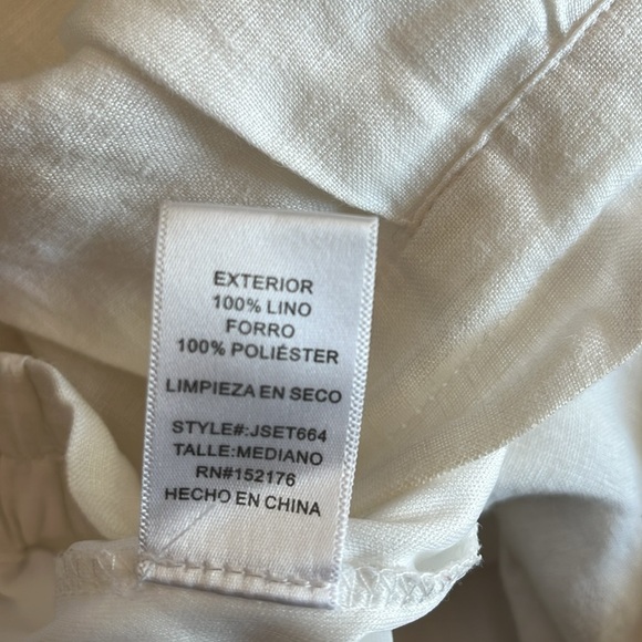 RESET by Jane White Wide leg Cropped Raw hem Linen Pants Size M - Picture 12 of 12